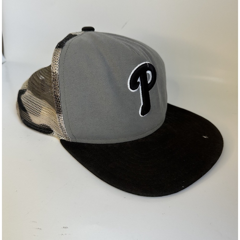 New Era Philadelphia Phillies Snapback Hat Cap Camo Mesh Gray Black Medium Large